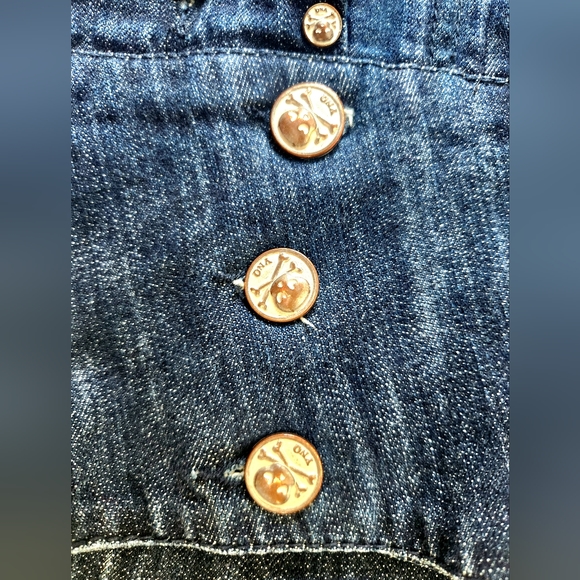 Vintage Y2K YNQ Ultra-High Rise Dark Wash Goth Flare Skull Jeans / Size 9 - Picture 4 of 10